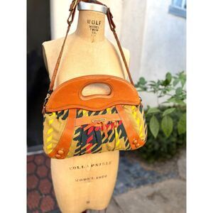 Paule Marrot Editions Hayden Harnet Leather & Canvas Multi Color Top Handle Bag